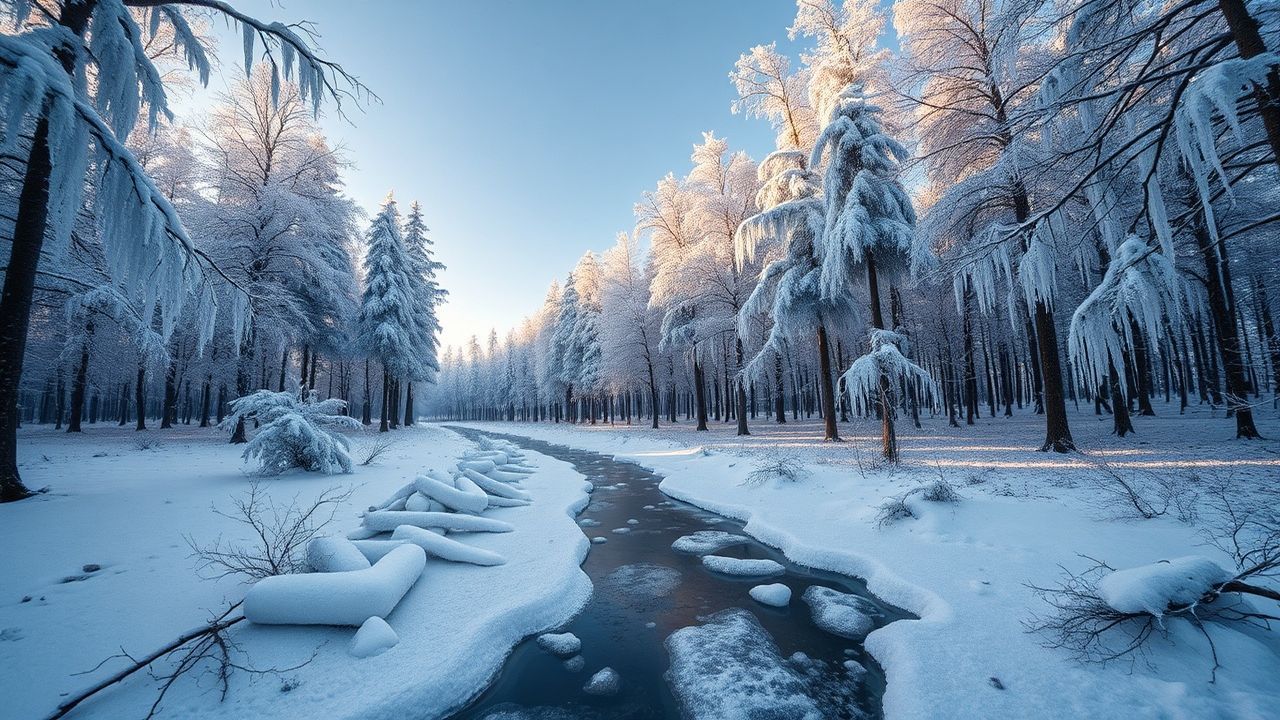 Verdant Forest Ice Covered Frozen