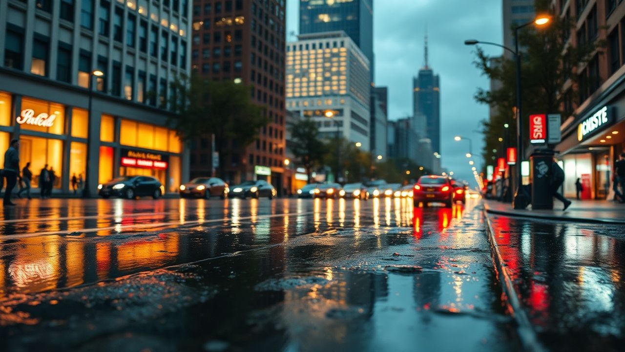 Cosmic Street Reflections Lights in the Rain