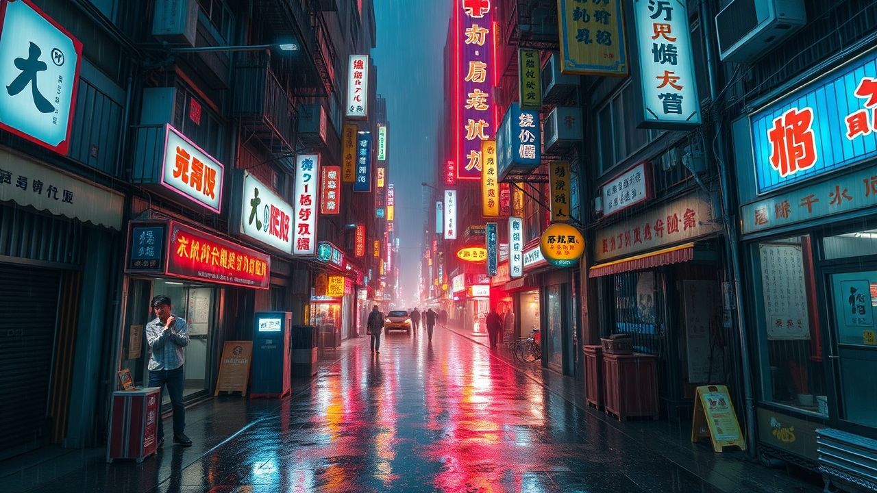 Delicate Hong Kong Alley Neon Dreams
