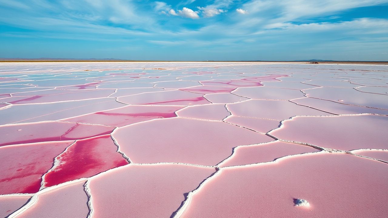 Towering Salt Ponds Pink from Above