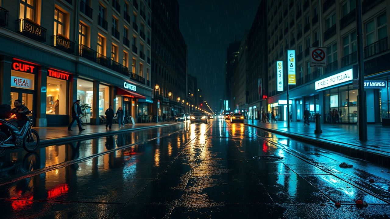 Pristine Street Reflections Lights in the Rain