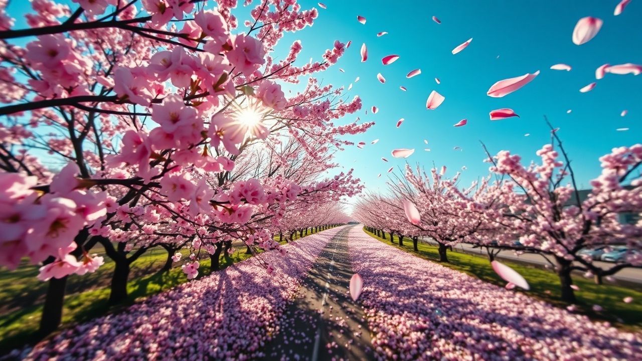 Dramatic Japan Cherry Blossom in Spring