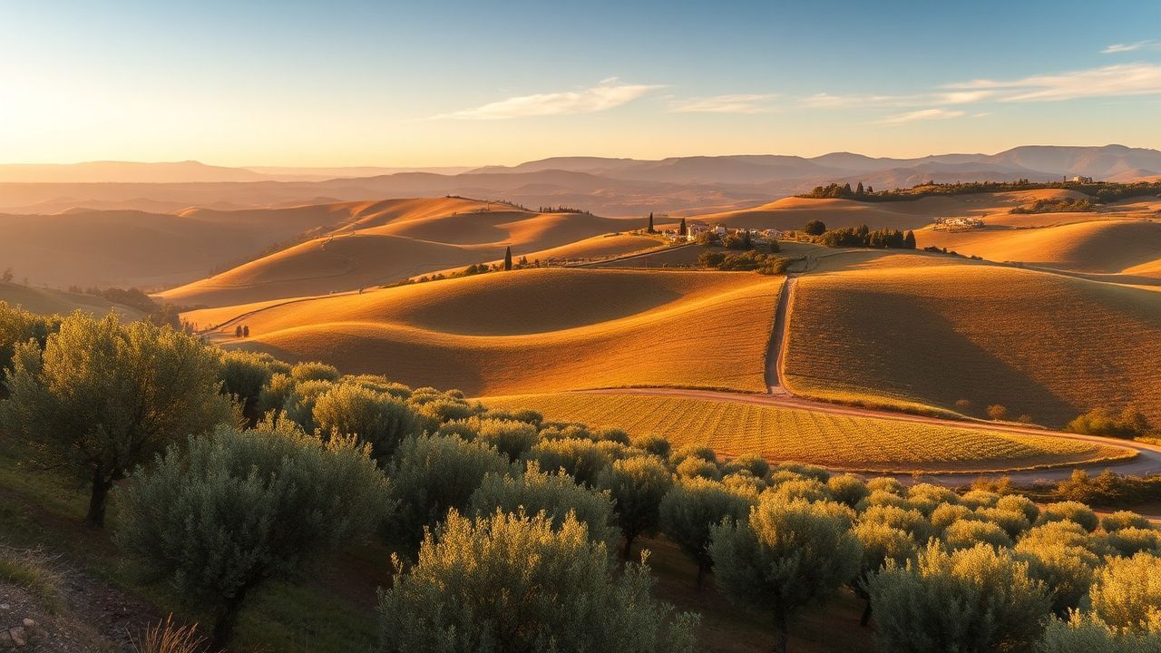 Delicate Tuscany Olive Grove in Golden Light