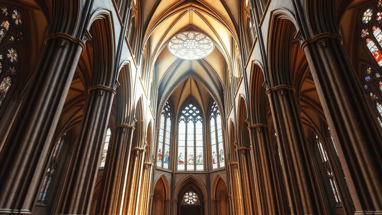Delicate Gothic Cathedral Buttresses Drama
