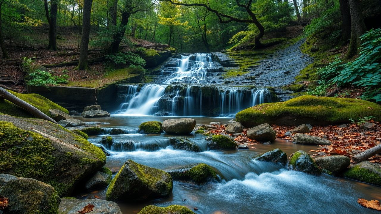 Brilliant Forest Stream Mossy Serenity