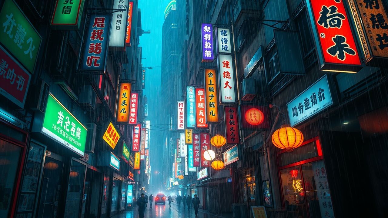 Awe-Inspiring Hong Kong Alley Neon Dreams