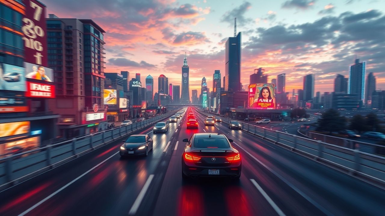 Ornate Flying Cars Traffic Neon Dreams