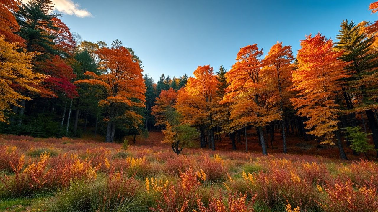 Pristine Forest Explosion Colors in Autumn
