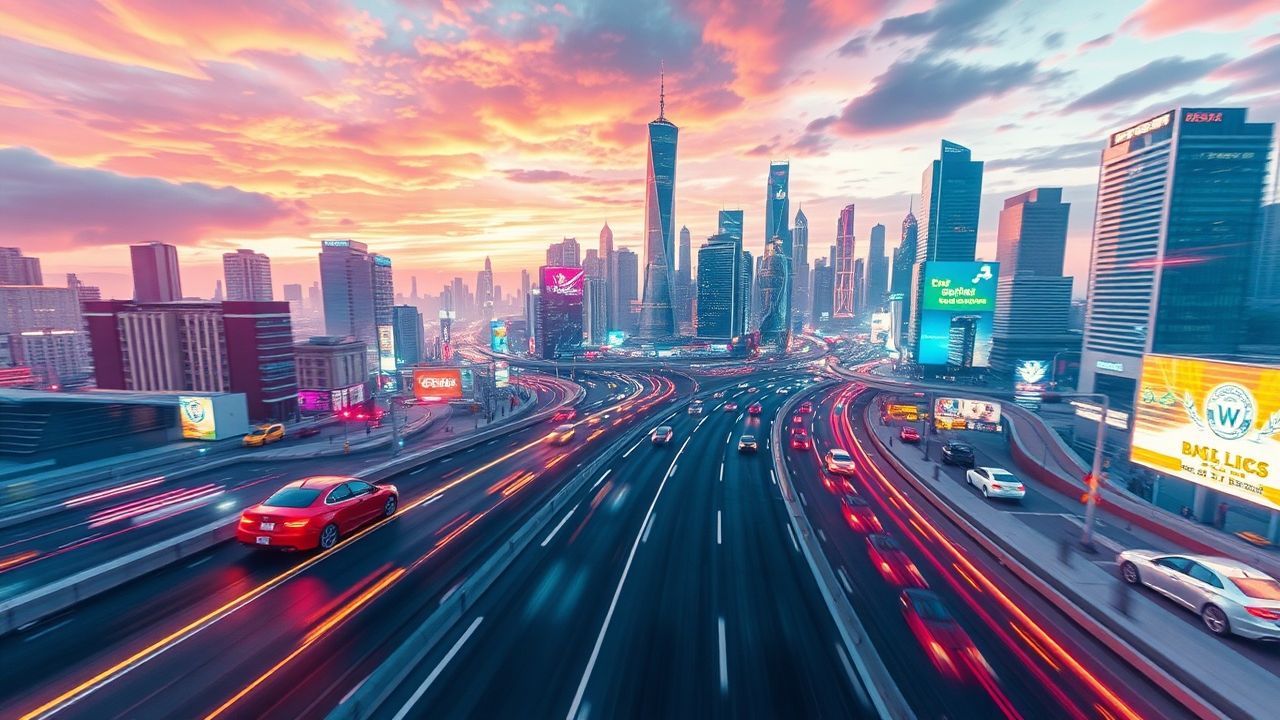 Haunting Flying Cars Traffic Neon Dreams