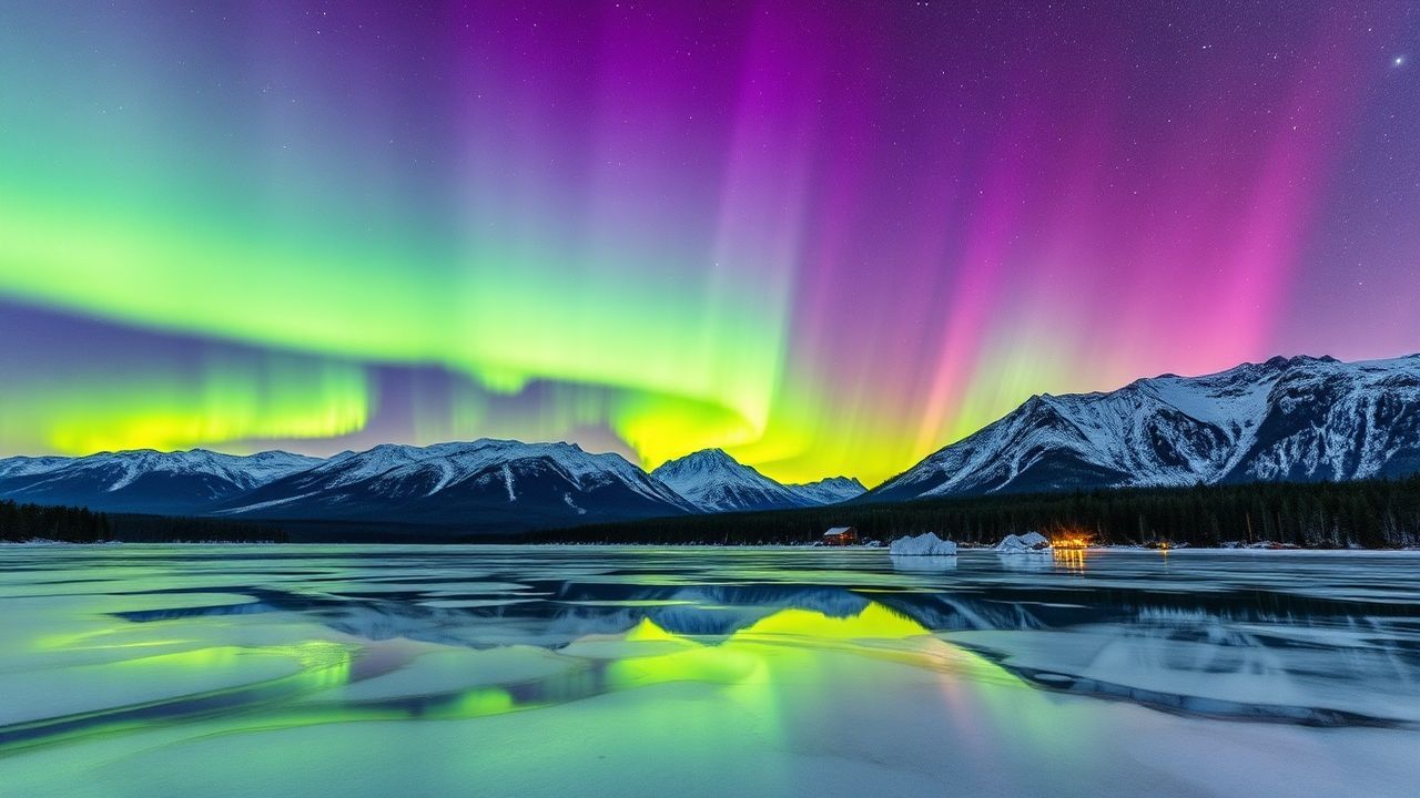Majestic Aurora Borealis Green Frozen