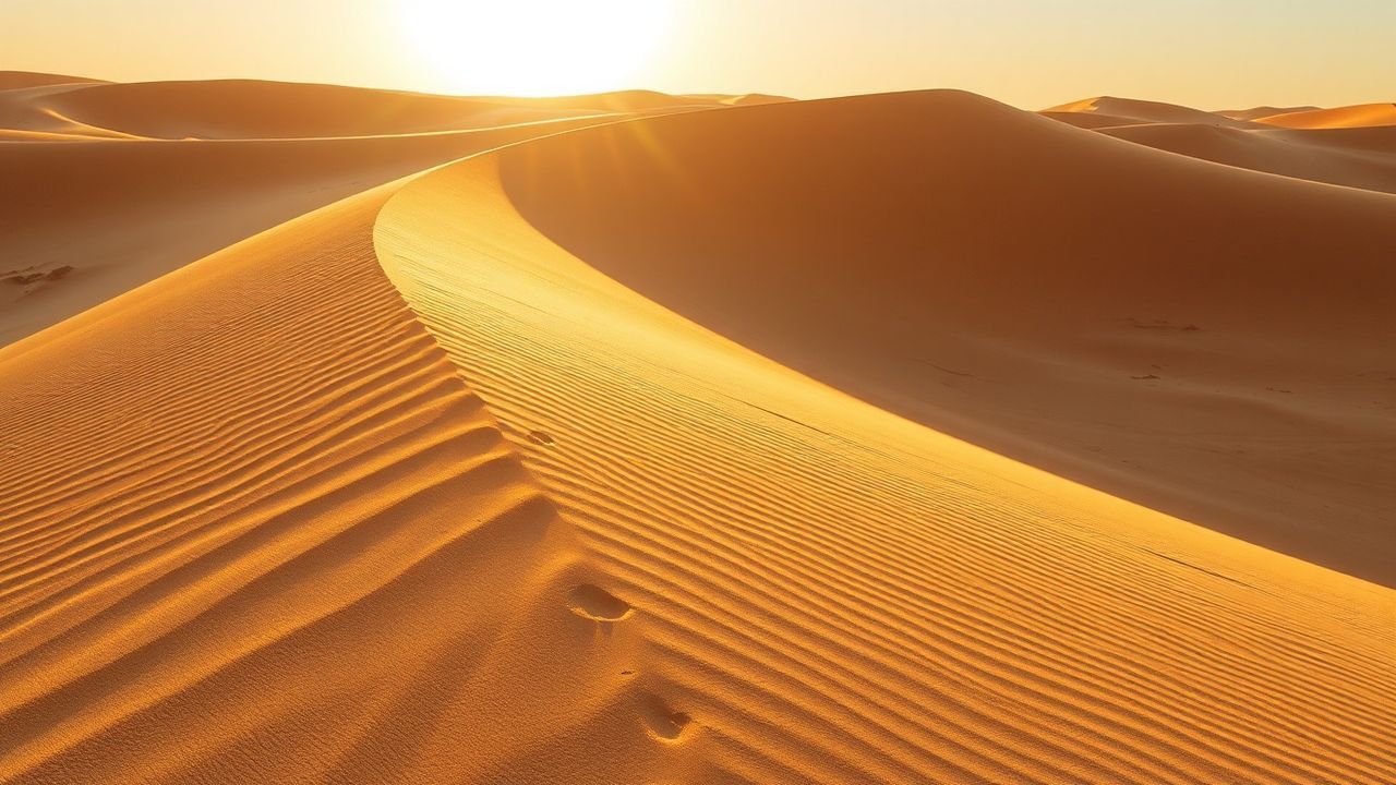Serene Sand Dune Curve in Golden Light