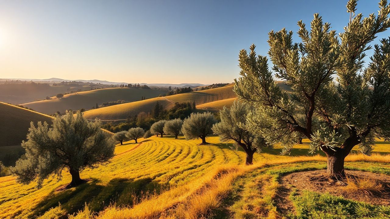 Magnificent Tuscany Olive Grove in Golden Light
