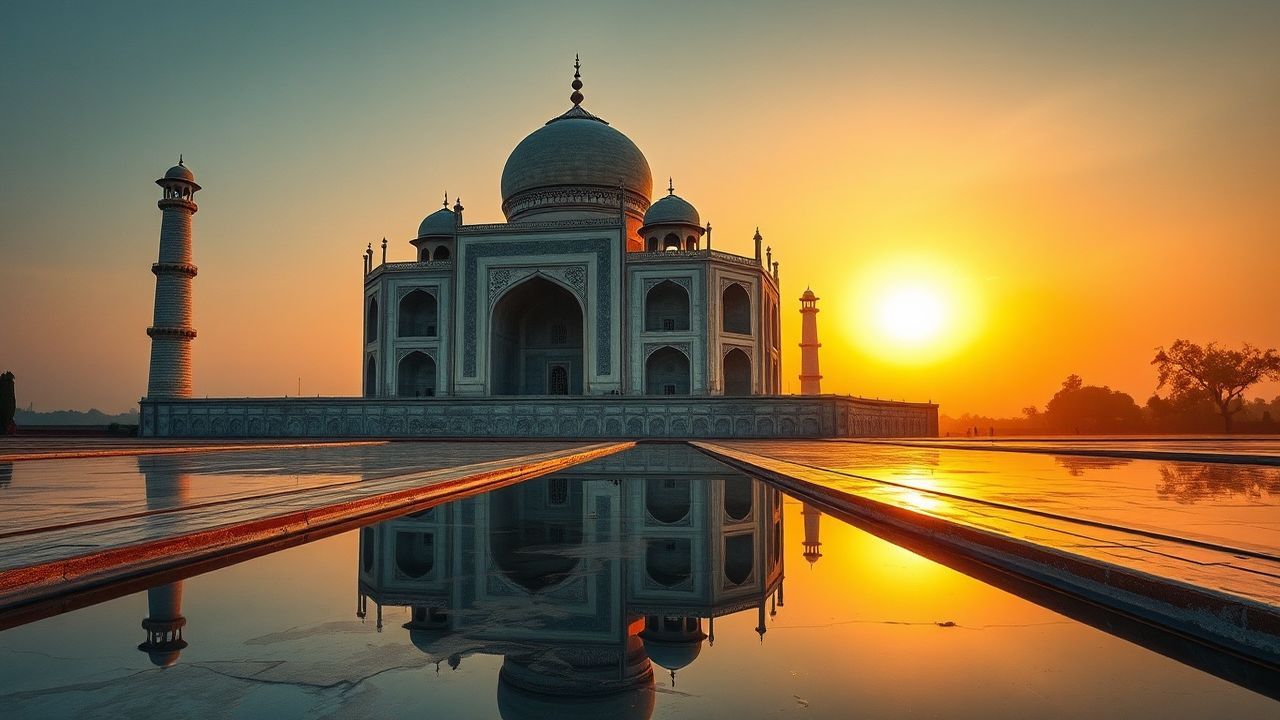 Immense Taj Mahal Symmetry at Sunrise