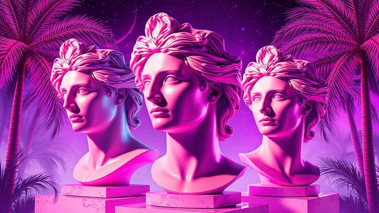 Mesmerizing Vaporwave Roman Busts