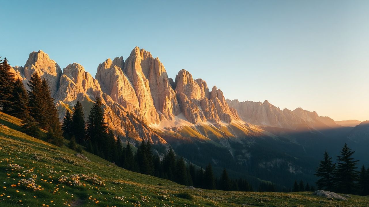 Alluring Dolomites Peaks Alpine in Golden Light
