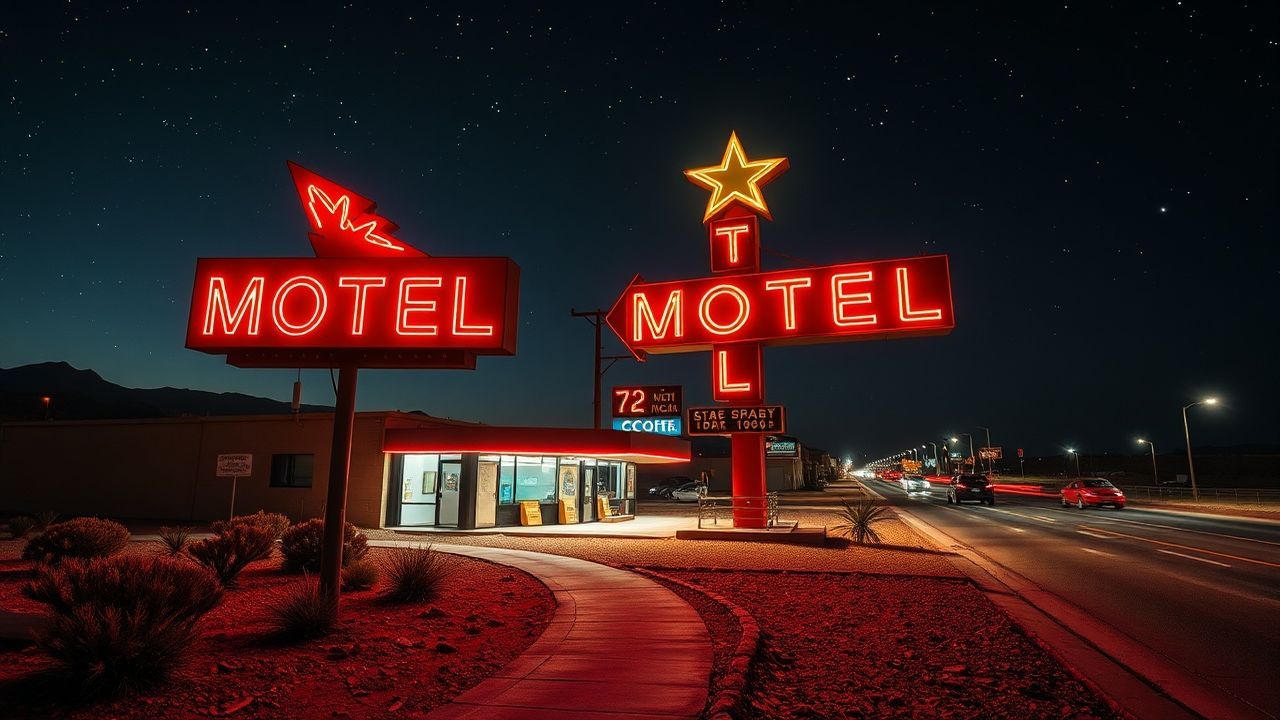 Luminous Motel Sign Vacancy Neon Dreams