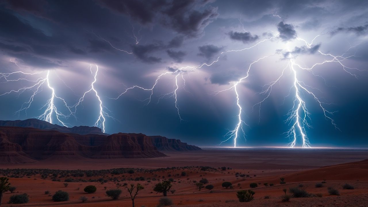 Golden Lightning Multiple Bolts Storm