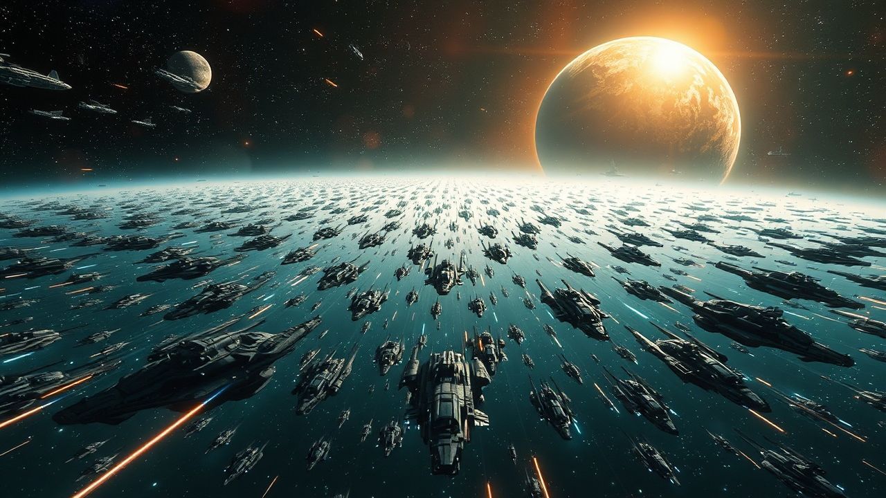 Dramatic Space Fleet Hundreds