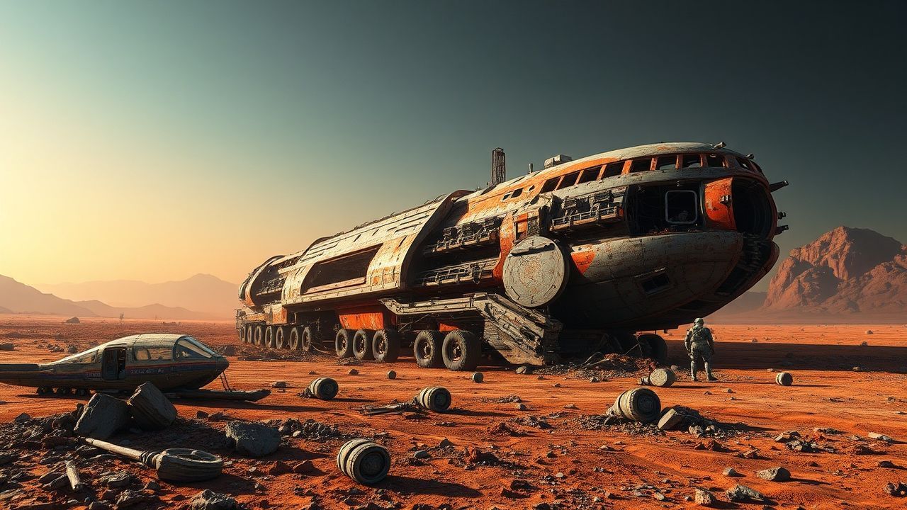 Shimmering Crashed Alien Ship Ruins