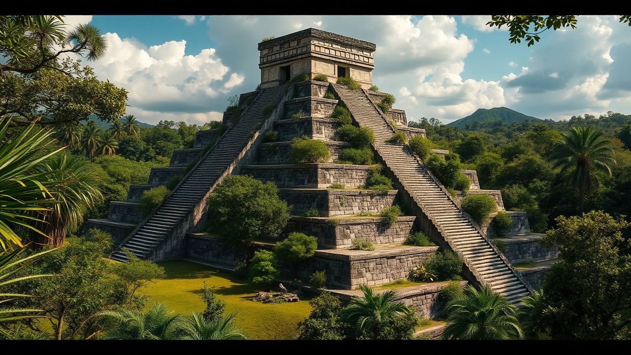 Ancient Mayan Pyramid Jungle Ruins