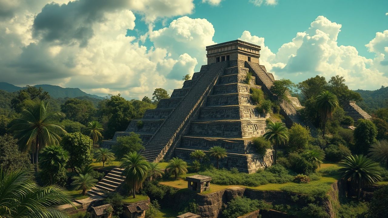 Delicate Mayan Pyramid Jungle Ruins