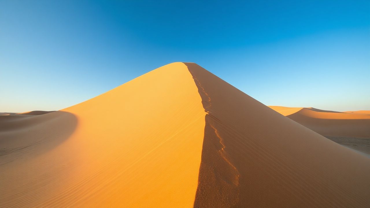 Pure Sand Dune Curve in Golden Light