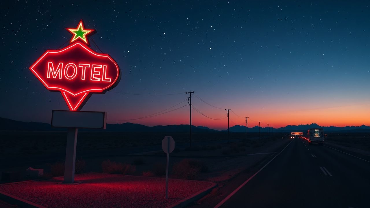 Glowing Motel Sign Vacancy Neon Dreams