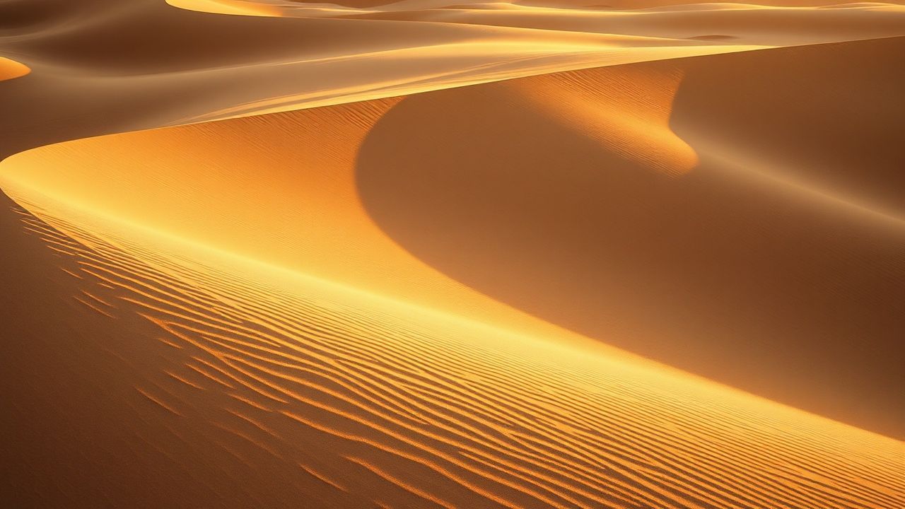 Cosmic Sand Dune Curve in Golden Light