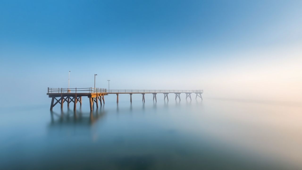 Alluring Foggy Pier Disappearing