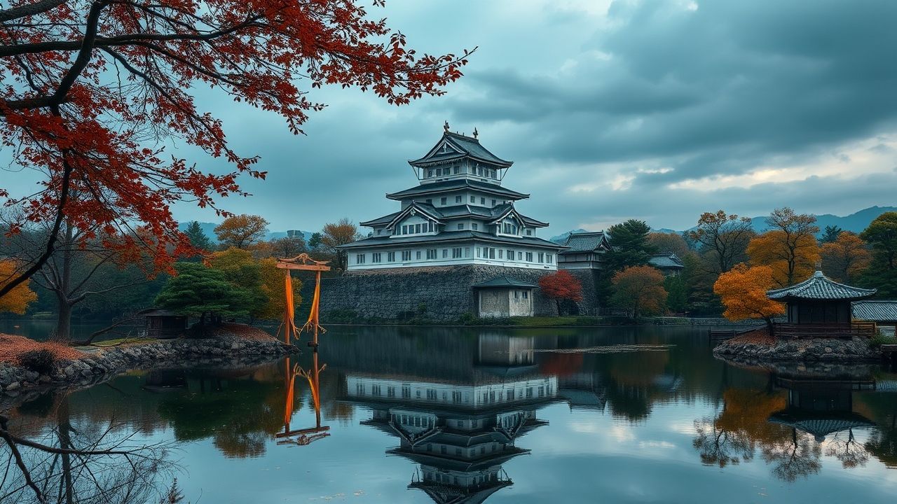 Alluring Japanese Castle Maple in Autumn