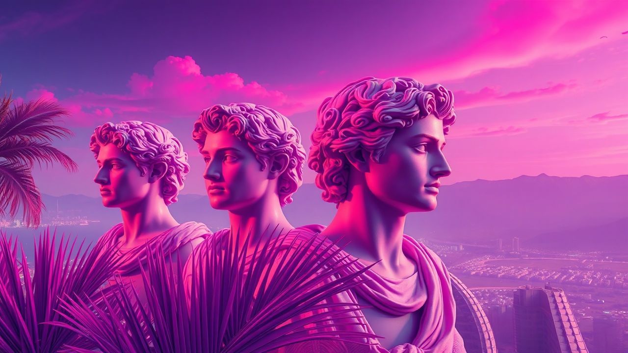 Fierce Vaporwave Roman Busts