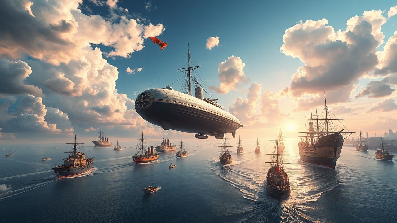 Immense Airship Fleet Victorian