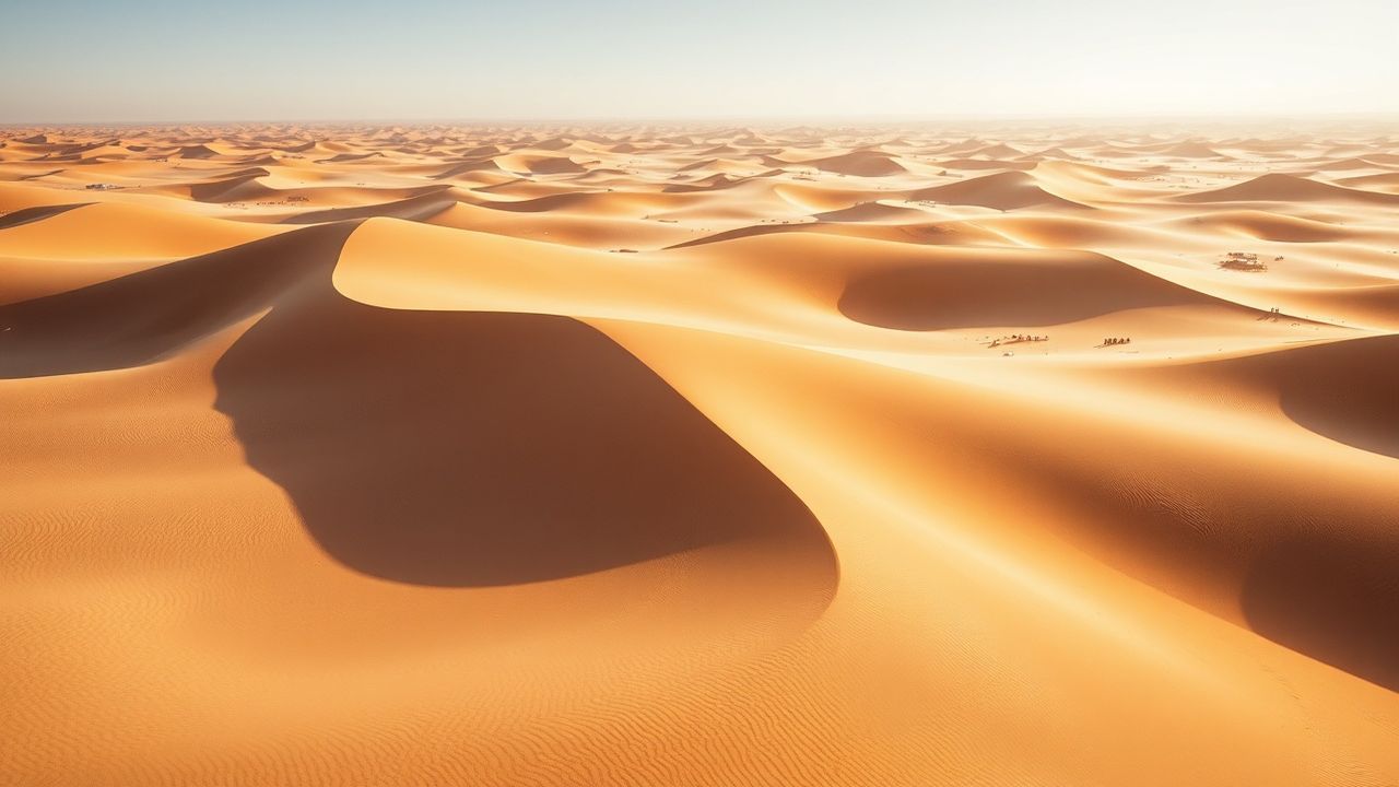 Infinite Sand Dunes Shadows from Above