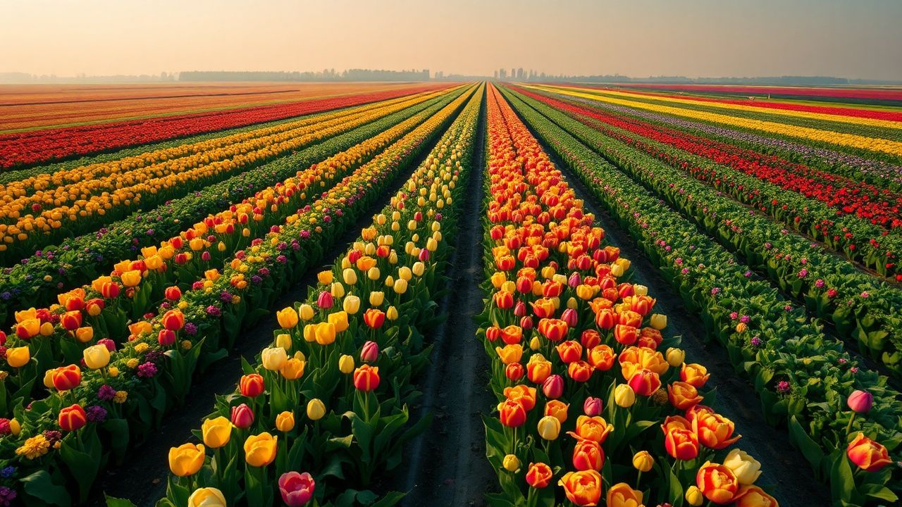 Cosmic Tulip Fields Netherlands from Above