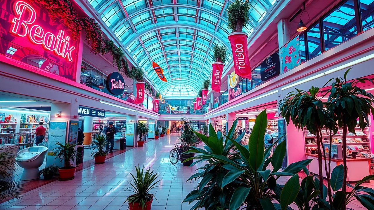Cosmic Empty Mall 90s Neon Dreams