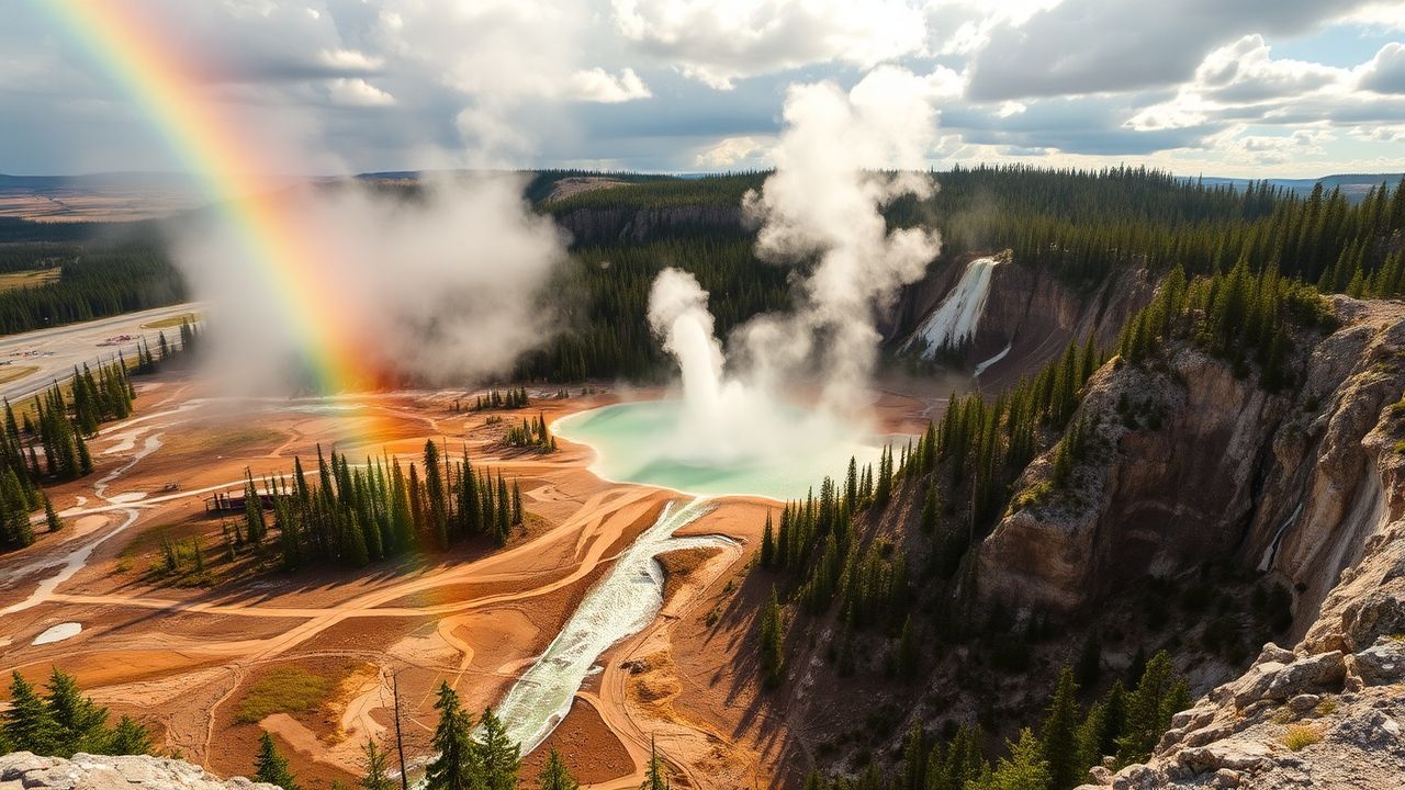 Luminous Grand Prismatic Rainbow in Spring
