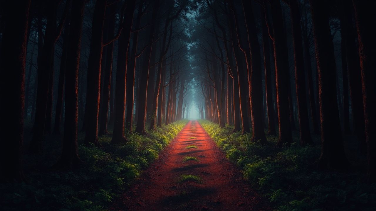 Awe-Inspiring Dark Forest Path Glow