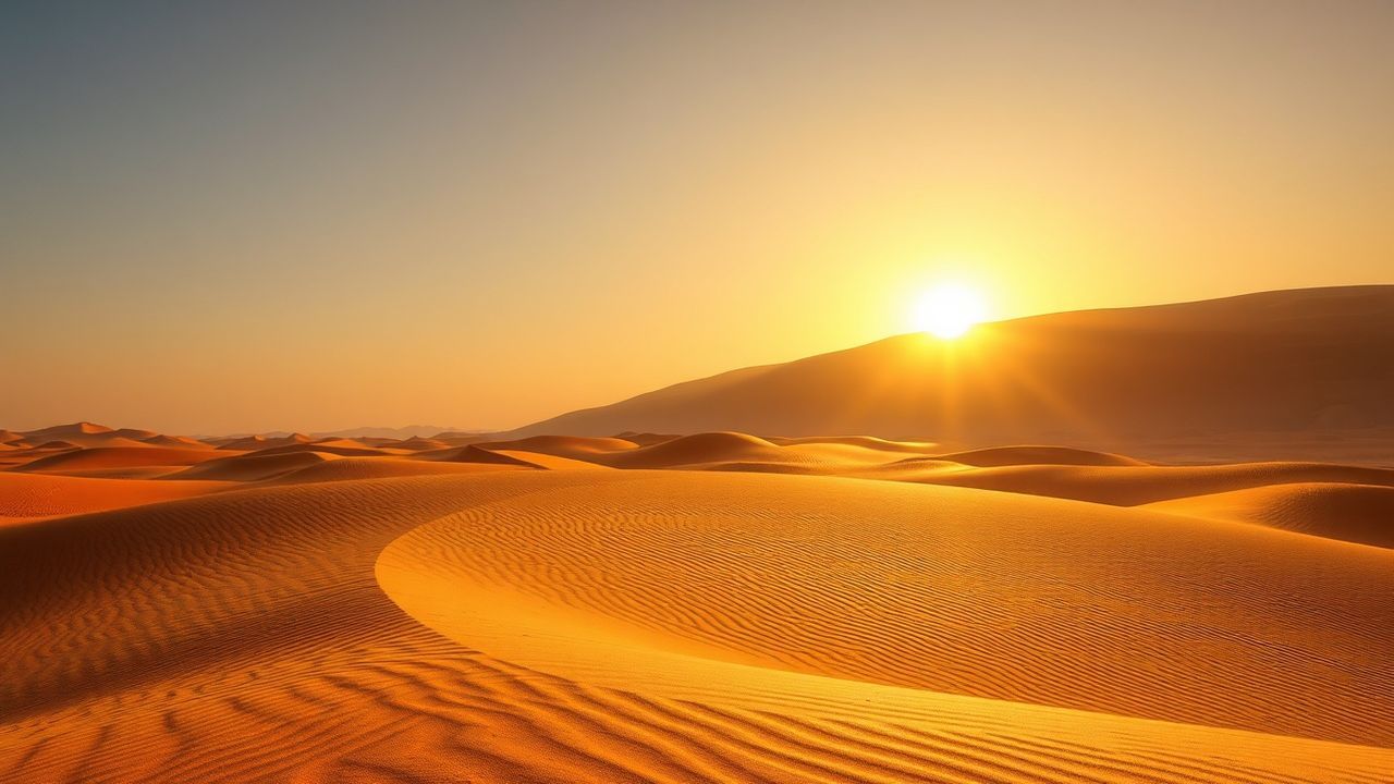 Dazzling Sahara Dunes Ripples in Golden Light