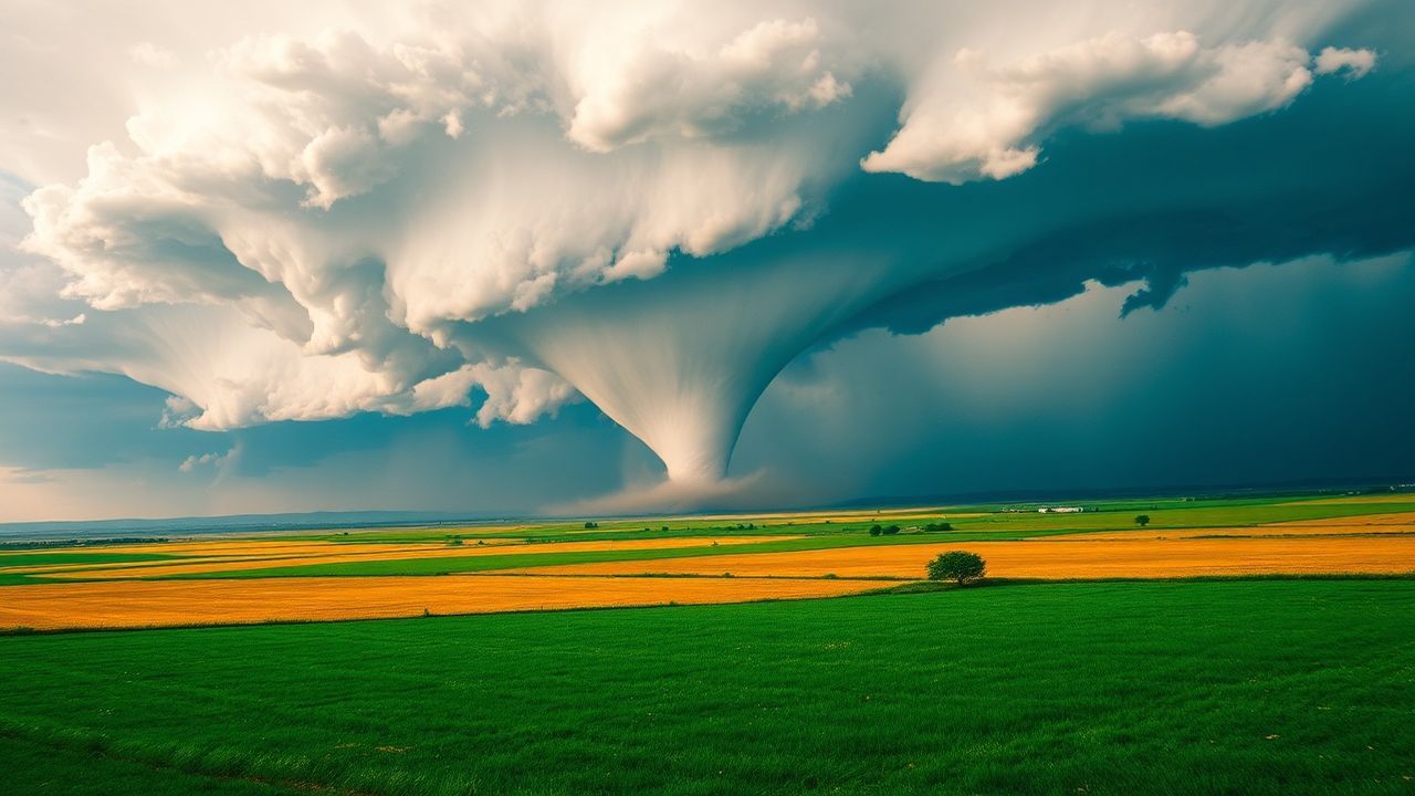 Magnificent Tornado Supercell Structure Drama