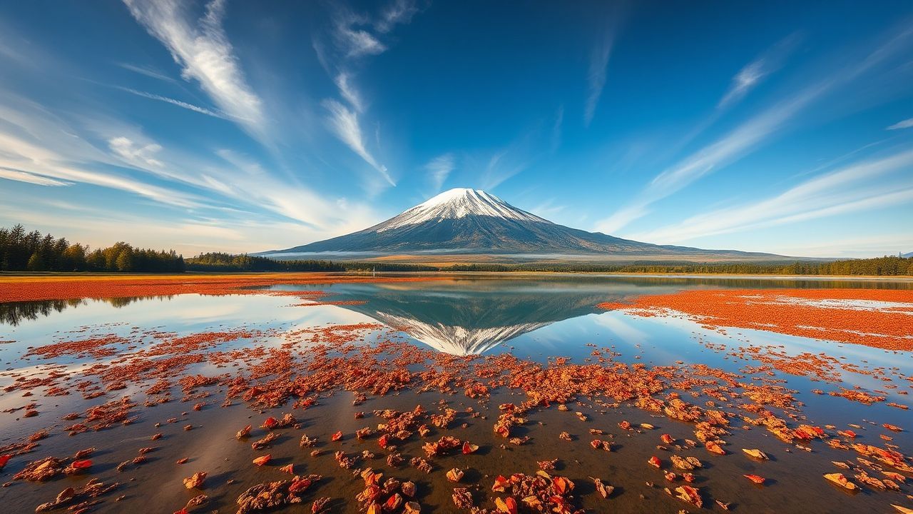 Lustrous Mt. Fuji Mount Lakes Reflections