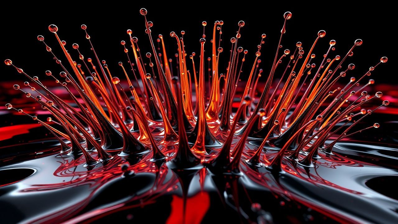 Iridescent Ferrofluid Spikes Glossy