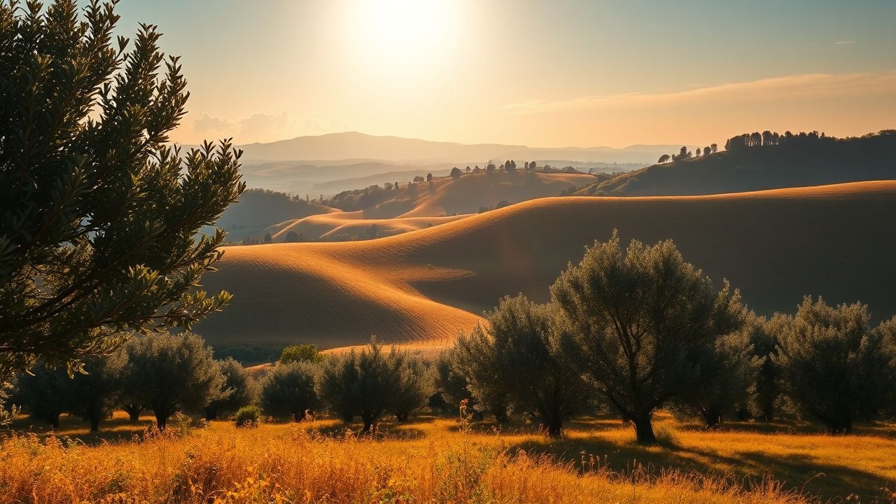 Splendid Tuscany Olive Grove in Golden Light