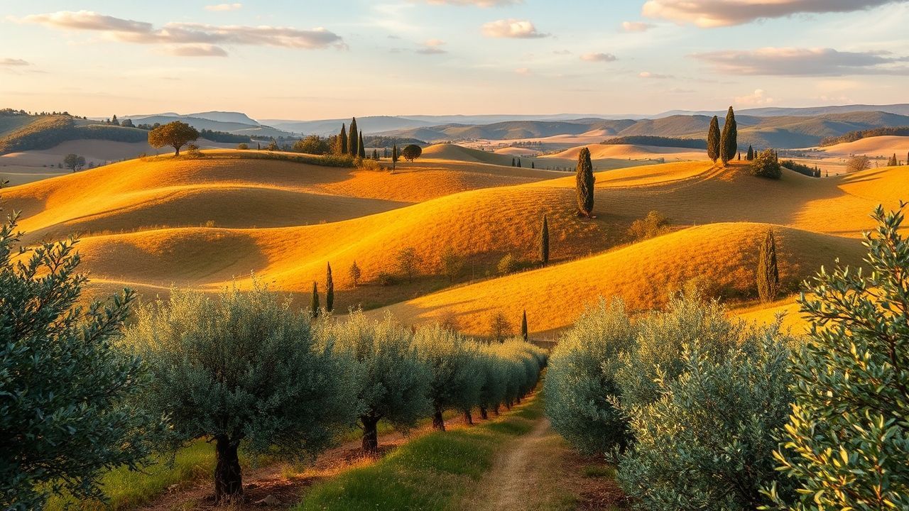 Celestial Tuscany Olive Grove in Golden Light