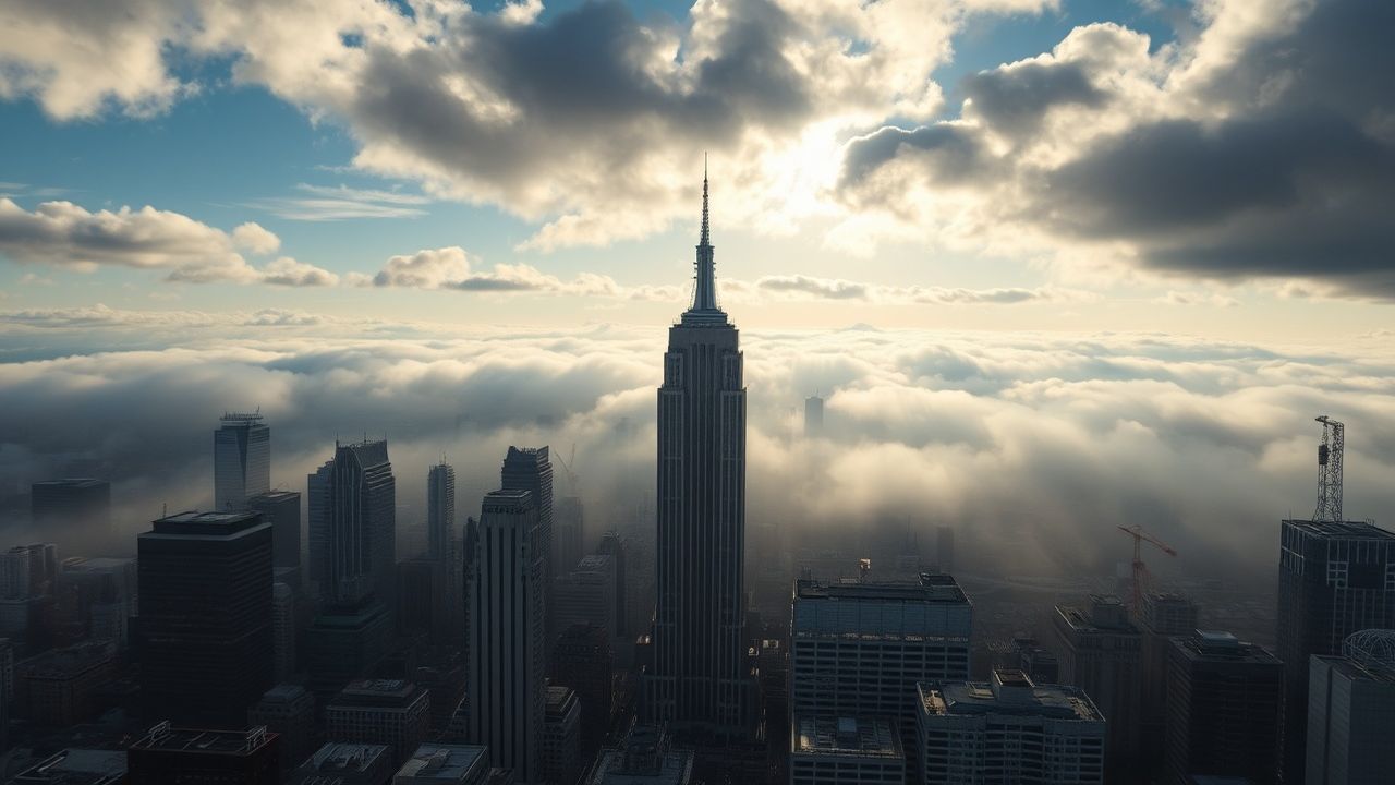 Awe-Inspiring City Skyscrapers Emerging in the Mist