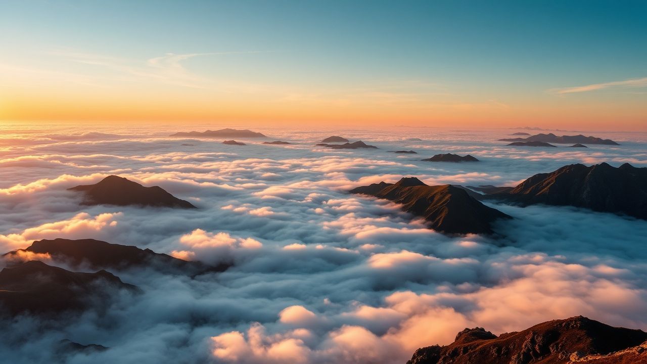Enchanting Sea Clouds Peaks in the Mist