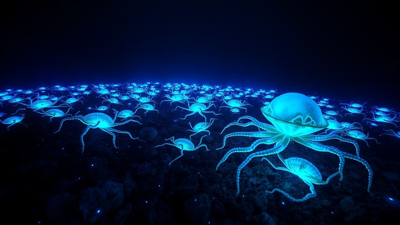 Radiant Bioluminescent Deep Creatures Glow