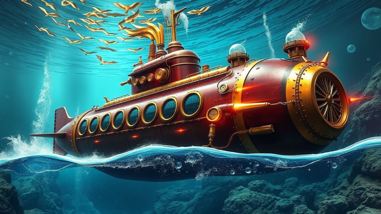 Wondrous Nautilus Submarine Brass Depths