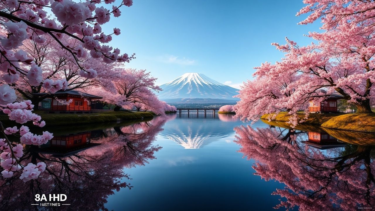 Ornate Mt. Fuji Cherry Blossoms in Spring