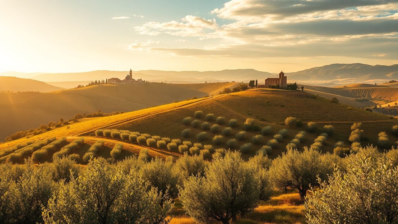 Wondrous Tuscany Olive Grove in Golden Light