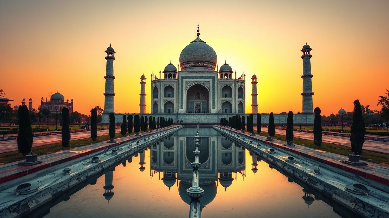 Exquisite Taj Mahal Symmetry at Sunrise